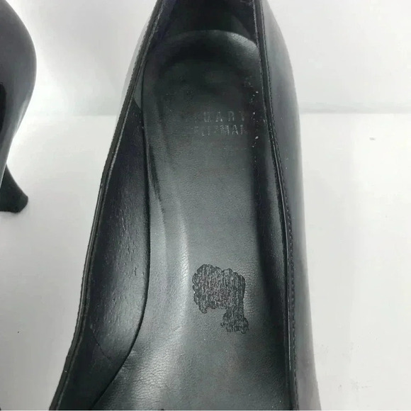 STUART WEITZMAN HEELS WOMENS 7.5 BLACK PATENT LEATHER TASSEL KITTEN - Picture 12 of 14